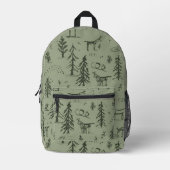 パインディアレイクライフ – セージ緑の森のパターン。 プリントバックパック (正面)
