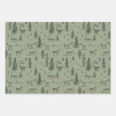 パインディアレイクライフ – セージ緑の森のパターン。 ラッピングペーパーシート (正面2)
