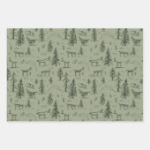 パインディアレイクライフ – セージ緑の森のパターン。 ラッピングペーパーシート (正面)