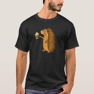 パイントのワイシャツを上げているおもしろいなハリネズミ Tシャツ