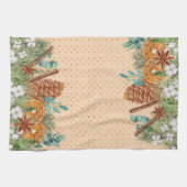 パインドロップウォーターカラークリスマスウィンター キッチンタオル (横)