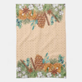 パインドロップウォーターカラークリスマスウィンター キッチンタオル (縦)