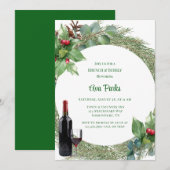 パインニードル レッドベリー クリスマス ブランケットとバブル 招待状 (正面/裏面)