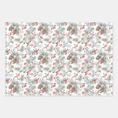 パインパインコーンレッドベリークリスマス ラッピングペーパーシート (正面3)