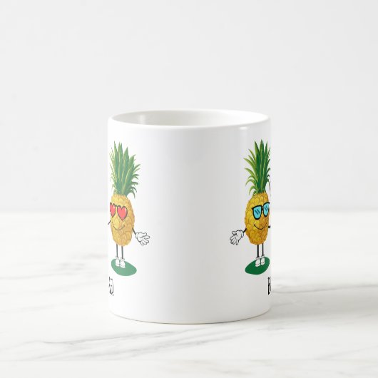 パインパーソナライズされたアップル絵文字ラブカップル コーヒーマグカップ (中央)