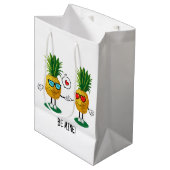 パインパーソナライズされたアップル絵文字ラブカップル ミディアムペーパーバッグ (正面アングル)