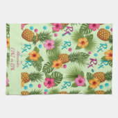 パインパーソナライズされたアップル&ハイビスカス薬局 キッチンタオル (横)