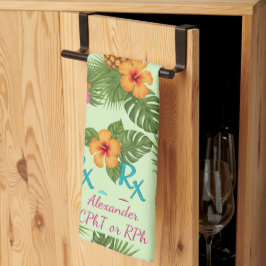 パインパーソナライズされたアップル&ハイビスカス薬局 キッチンタオル