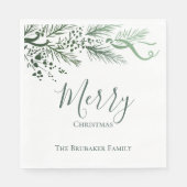 パインパーソナライズされたエレガントスのクリスマスに手書き スタンダードランチョンナプキン (正面)
