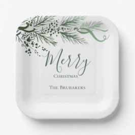 パインパーソナライズされたエレガントスのクリスマスに手書き ペーパープレート