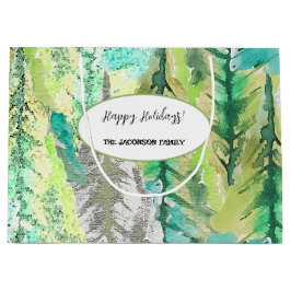 パインパーソナライズされたカラフルツリーの水色 ラージペーパーバッグ