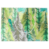 パインパーソナライズされたカラフルツリーの水色 ラージペーパーバッグ (裏面)