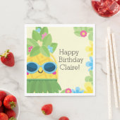 パインパーソナライズされたガーリーアップル熱帯誕生日 スタンダードランチョンナプキン (インサイチュ)