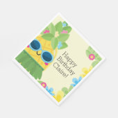 パインパーソナライズされたガーリーアップル熱帯誕生日 スタンダードランチョンナプキン (角)