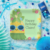 パインパーソナライズされたガーリーアップル熱帯誕生日 ペーパープレート (パーティー)