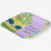 パインパーソナライズされたガーリーアップル熱帯誕生日 ペーパープレート (傾斜あり)