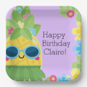 パインパーソナライズされたガーリーアップル熱帯誕生日 ペーパープレート (正面)