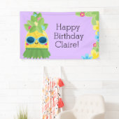 パインパーソナライズされたガーリーアップル熱帯誕生日Ba 横断幕 (インサイチュ)