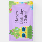 パインパーソナライズされたガーリーアップル熱帯誕生日Ba 横断幕 (縦)