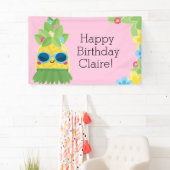 パインパーソナライズされたガーリーアップル熱帯誕生日Ba 横断幕 (インサイチュ)