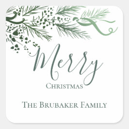パインパーソナライズされたモダンスのクリスマスに手書き スクエアシール