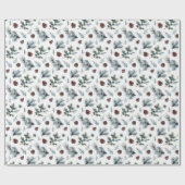 パインファーウォーターカラークリスマスホリデーギフト ラッピングペーパー (フラット)