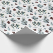 パインファーウォーターカラークリスマスホリデーギフト ラッピングペーパー (角)