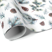 パインファーウォーターカラークリスマスホリデーギフト ラッピングペーパー (ロールコーナー)