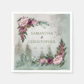 パインフォレストほこりっぽいバラウォーター結婚カラー スタンダードカクテルナプキン (正面)