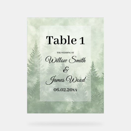 パインフォレスト素朴ミニマリスト国の結婚式 アクリルサイン (正面)
