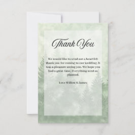 パインフォレスト素朴ミニマリスト国の結婚式 サンキューカード