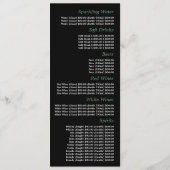 パインフォレスト、レストランスリムライン メニュー (裏面)