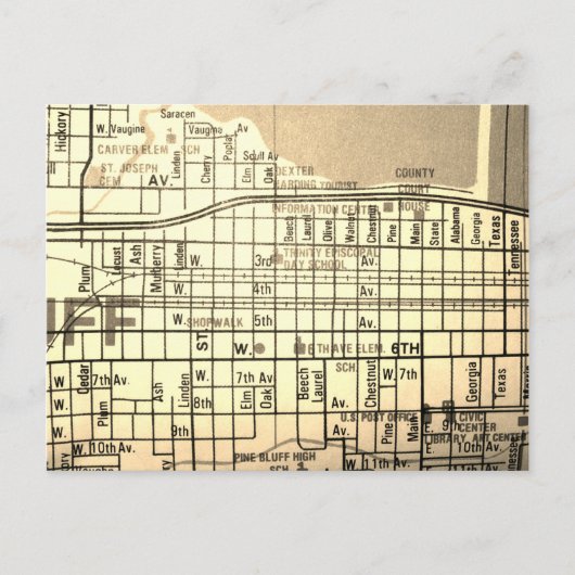 パインブラフ、ARヴィンテージマップ ポストカード (正面)