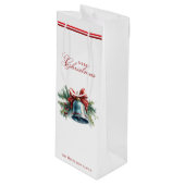 パインブランチとクリスマスベル名前をカスタムする ワインギフトバッグ (正面アングル)