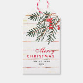 パインブランチアンドベリーホリパーソナライズされたデーギフトT ギフトタグ (正面)