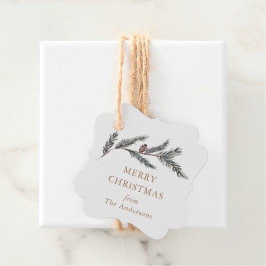 パインブランチタータンチェックプレイドパーソナライズされたクリスマス フェイバータグ (インサイチュ)