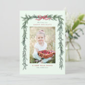 パインブランチフレームフォトミントグリーンクリスマス シーズンカード (スタンド正面)