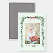 パインブランチフレームフォトミントグリーンクリスマス マグネット (正面/裏面)