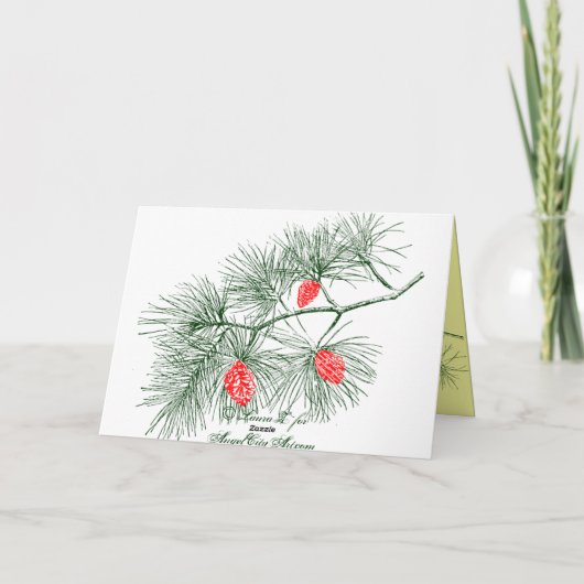 パインブランチヴィンテージカスタムグリーティングカードテンプレート シーズンカード (裏面)