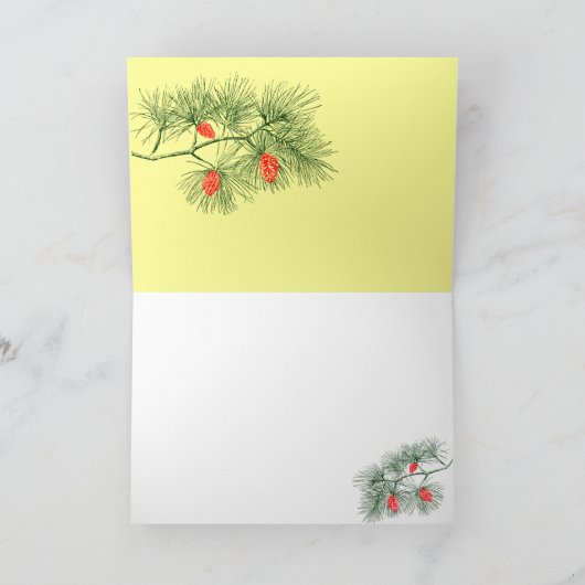 パインブランチヴィンテージカスタムグリーティングカードテンプレート シーズンカード (内部)