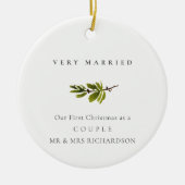 パインブランチ我々の初めてのクリスマスフォトベイ結婚した セラミックオーナメント (正面)