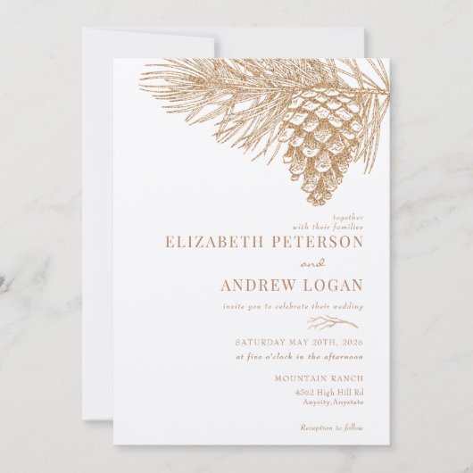 パインブランチ |ウィンターフォレスト結婚式招待状 招待状 (正面)