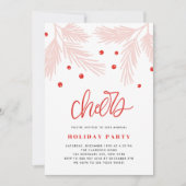 パインブランチ&ホリーベリーピンクホリデーパーティー 招待状 (正面)