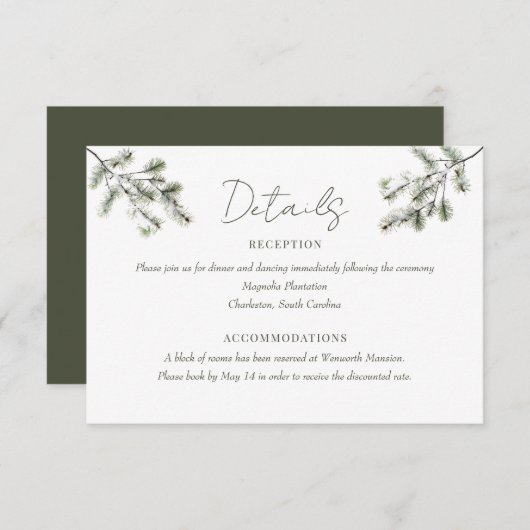 パインブランチ |冬の森結婚の詳細 エンクロージャーカード (正面/裏面)