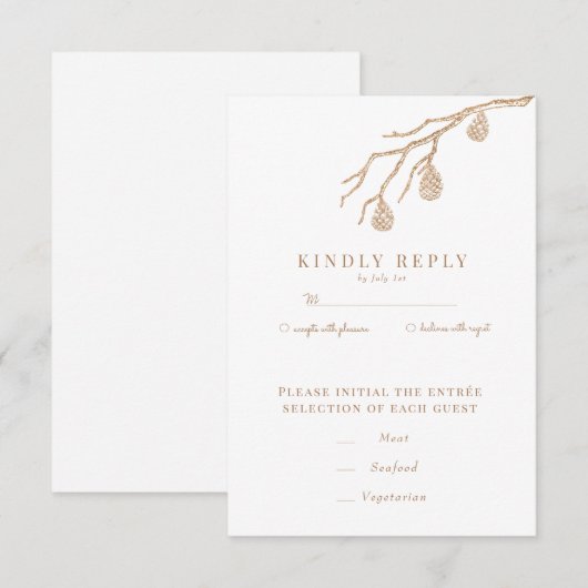 パインブランチ |冬林結婚の 出欠カード (正面/裏面)