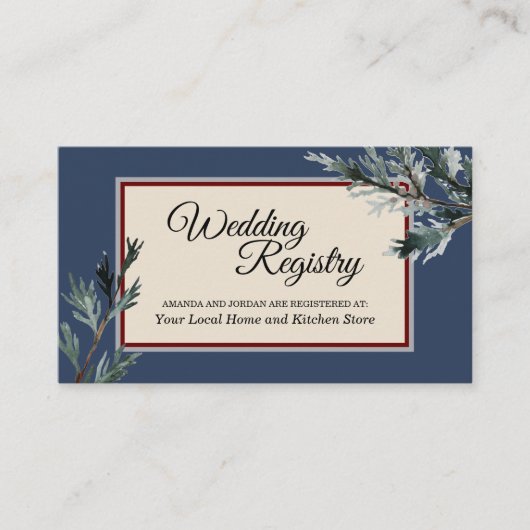 パインブルーウィンターウェディングレジストリエンクロージャカード エンクロージャーカード (正面)