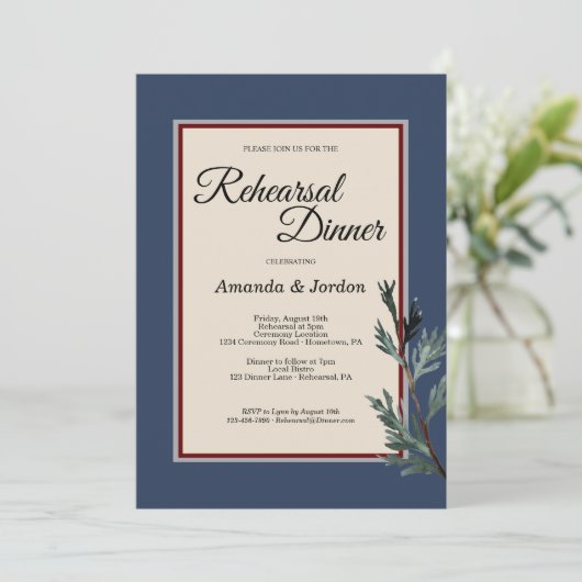 パインブルーウィンターウエディングリハーサルディナー 招待状 (スタンド正面)