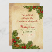 パインブーシズホリデーディナーパーティの招待状 招待状 (正面/裏面)