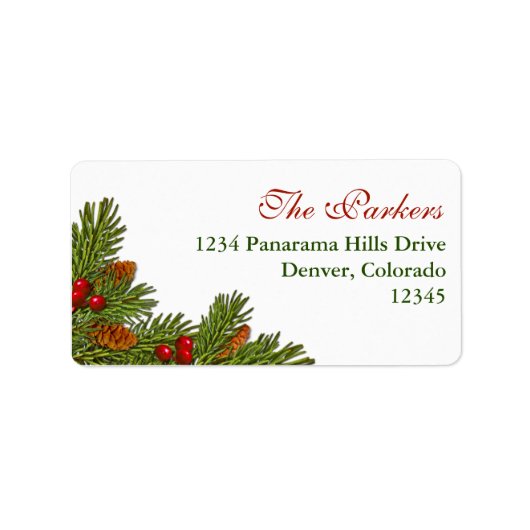 パインブーヘーズホリーベリークリスマス差出人住所ラベル ラベル (正面)