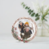 パインベリーナチュラルボタニカルラウンドフォトホリデー シーズンカード (スタンド正面)